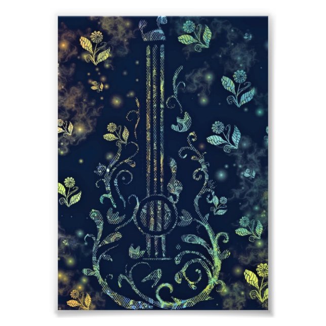 Impressão de Foto de Guitarra de Flores (Frente)