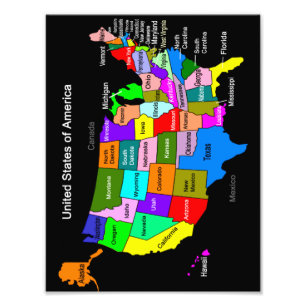 IMPRESSÃO de Foto do Mapa EUA