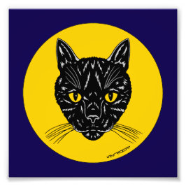 Impressão de foto do rosto de gato preto