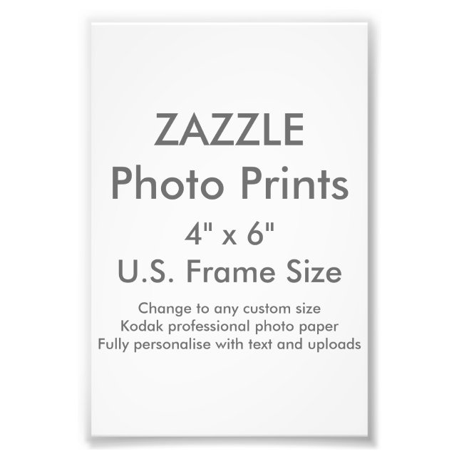 Impressão de Foto Personalizada 4" x 6" da Zazzle  (Frente)