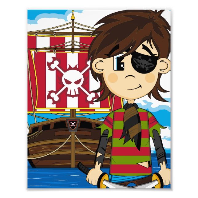 Impressão de Fotografia de Cute Pirate e Entrega (Frente)