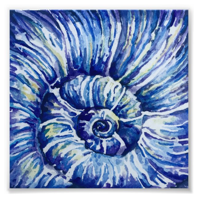 Impressão de Fotografia do Shell Watercolor (Frente)