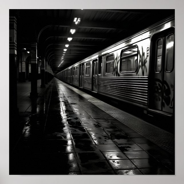 Impressão de fotografia noir da estação de metrô d (Frente)