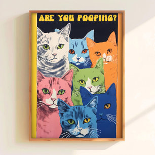 Impressão de Gato de Banheiro Arte Engraçada de Ba