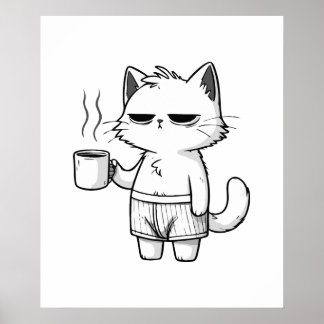 Impressão De Gato De Café, Papel Poster (Matte) De
