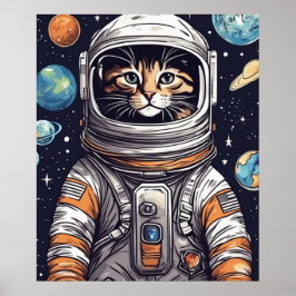 Impressão de Gato do Cowboy Espacial, Arte Digital