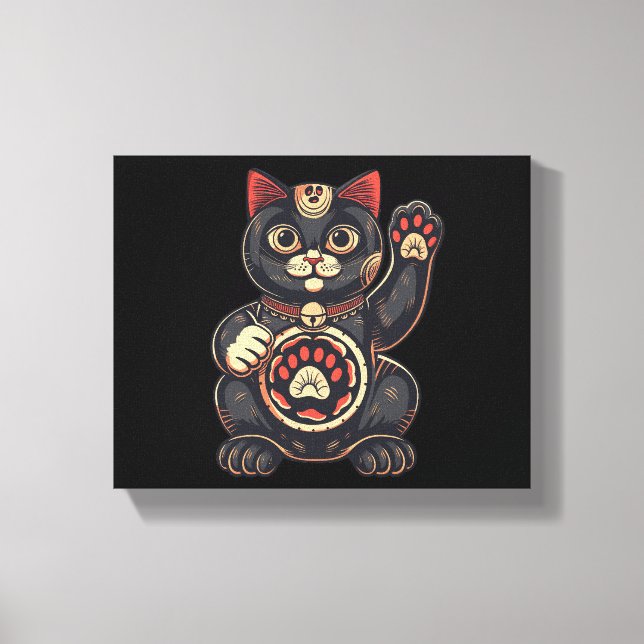 impressão de gato Maneki Neko desenhado para japon (Frente)