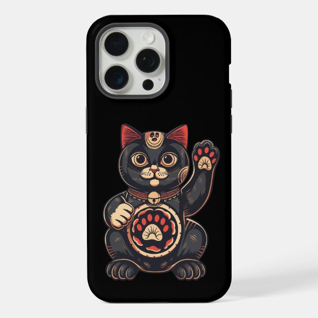 impressão de gato Maneki Neko desenhado para japon (Verso)