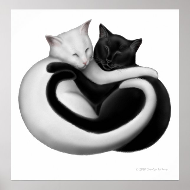 Impressão de Gatos de Amor Preto e Branco (Frente)