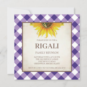 Impressão de Gingham de Convite de CHURRASCO Roxo
