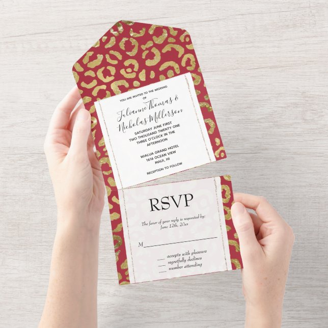 Impressão de Glam Leopardo Dourado Vermelho (Aba destacável)