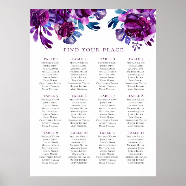Impressão de gráfico de assentos floral roxo. Casa (Frente)