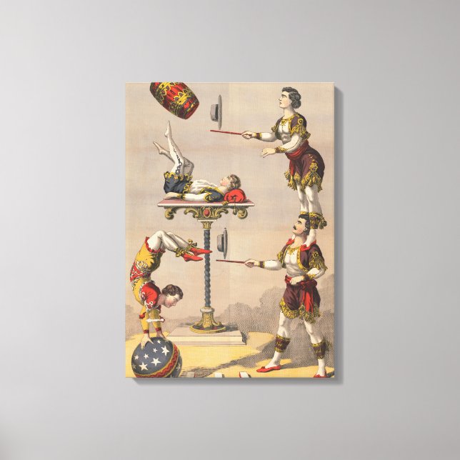 Impressão De Gráfico Vintage De Um Ato Acrobático. (Frente)