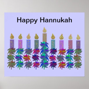 Impressão de Hannukah Menorah da flor