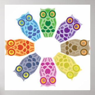 Impressão de Hoot Owl Retro