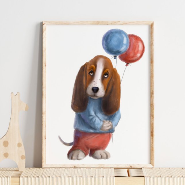 Impressão de Hound Basset | Basset Hound Watercolo (Criador carregado)