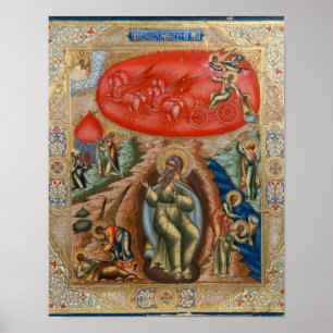 Impressão de Ícone Cristão Prophet Elijah Orthodox