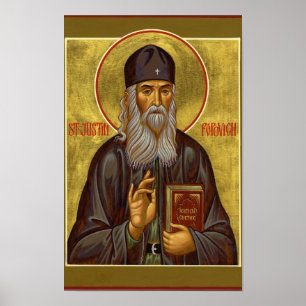 Impressão de Ícone Ortodoxo Cristão de St. Justin 