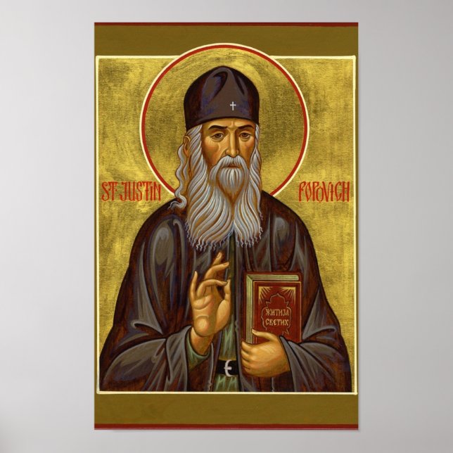 Impressão de Ícone Ortodoxo Cristão de St. Justin  (Frente)