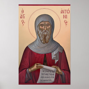 Impressão de Ícone Ortodoxo de Santo Antônio o Tau