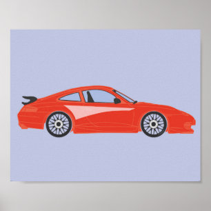 Impressão de ilustração de carro de desenho animad