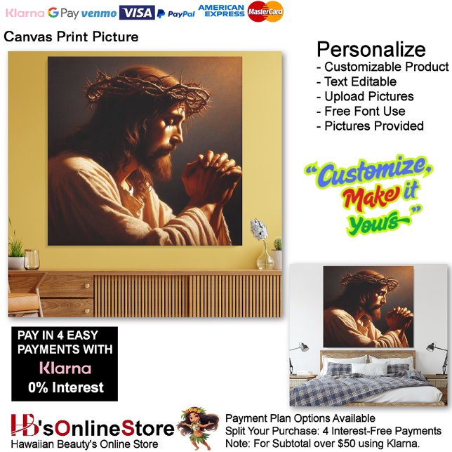 Impressão de Imagem de Jesus 8 Canvas (Jesus Praying Biblical Christian Canvas Print Picture 8.)