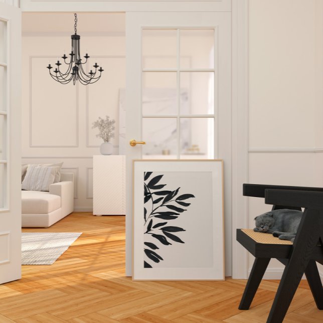 Impressão de japandi preto e branco monocromático (Black and white simple print Japandi)