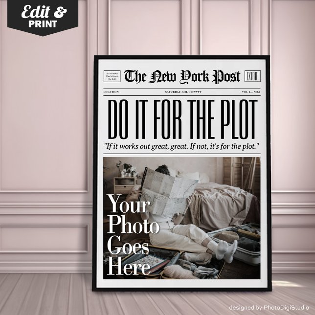 Impressão de Jornais Personalizados Faça Isso Para (Custom Art Trendy Newspaper Print, Do it for The Plot, Hot Girls Poster, New York News)