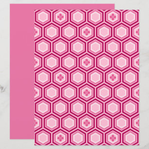 Impressão de Kimono Hexagonal, Burgundy e Rosa 