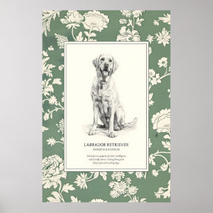 Impressão de Labrador Retriever Arte Floral de Cac