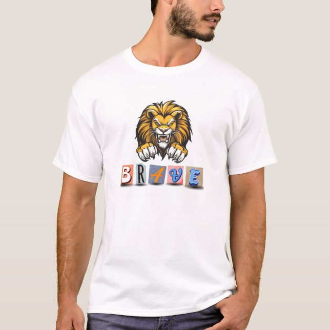 Impressão de leão corajoso de camisa (Frente)