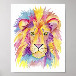 Impressão de Leão de Aquarela - Decoração Colo