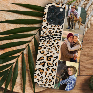 Impressão de leopardo 3 fotos verticais Natural