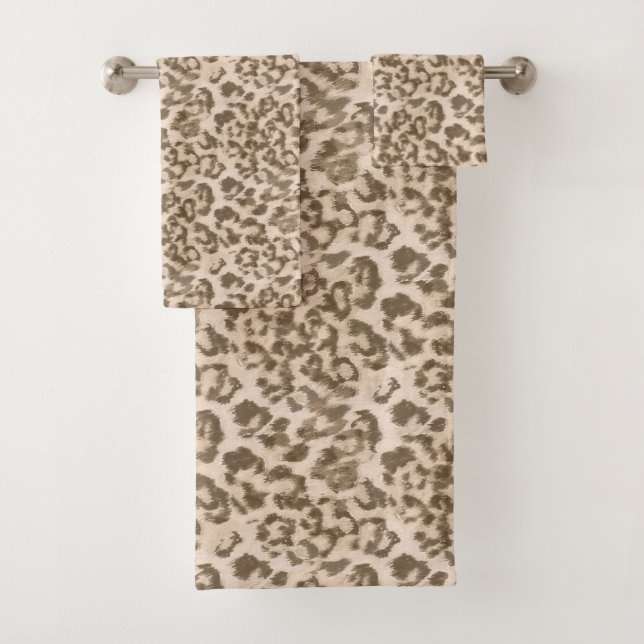 Impressão de leopardo bege. conjunto de toalhas de (Insitu)