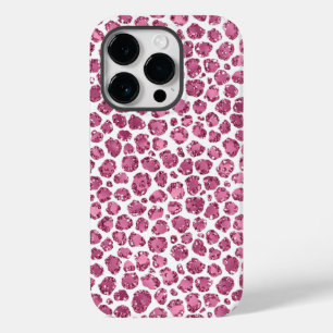 Impressão de Leopardo com Glama Branco Rosa-Rosa