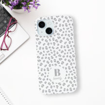 Impressão de Leopardo de Neve Moderna Monograma