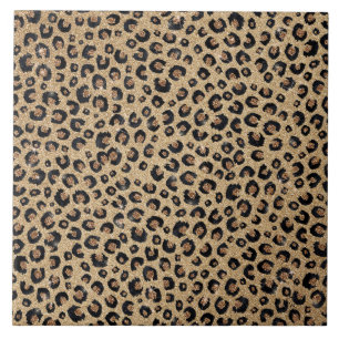 Impressão de Leopardo Negro brilhante Dourado Ele