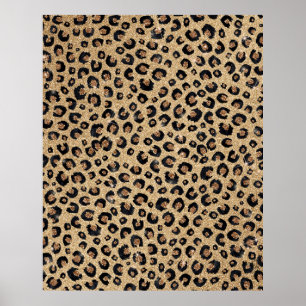 Impressão de Leopardo Negro brilhante Dourado Ele