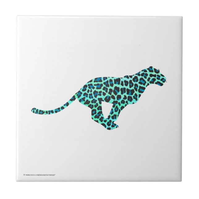Impressão de Leopardo Negro e Teal (Frente)