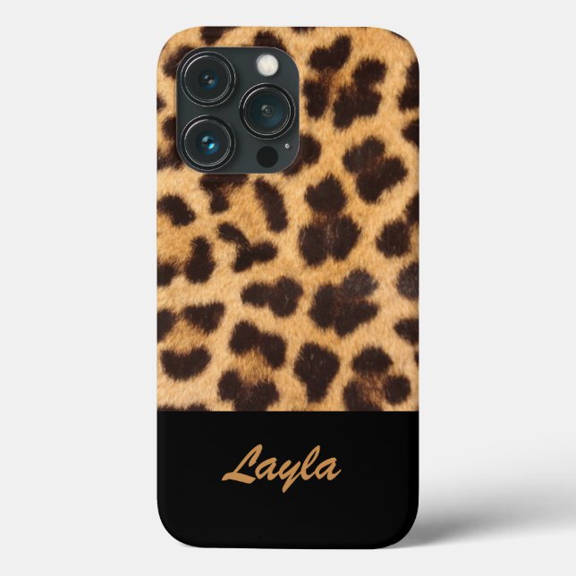 Impressão de Leopardo Pelo de Animal Nome Personal (Verso)