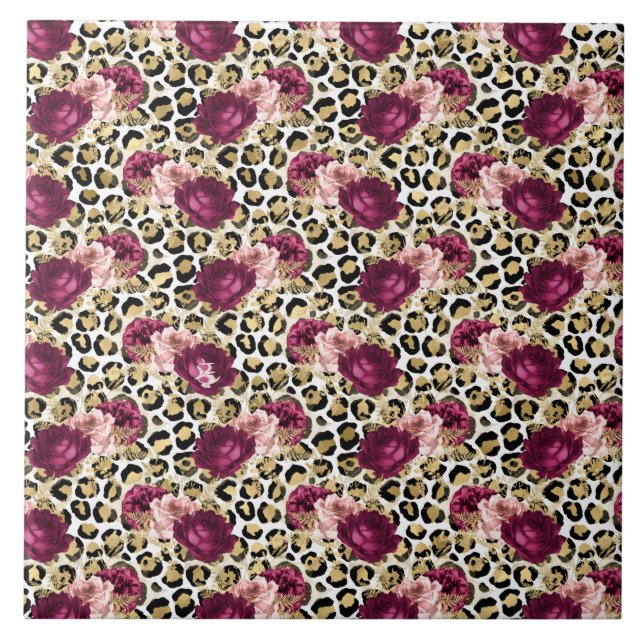Impressão de Leopardo Rosa Rosa Dourada para Menin (Frente)