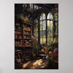 Impressão de Livraria Floral, Casa Gótica Dark Aca