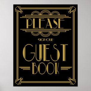 Impressão de "livro de visitas" estilo Art Deco do