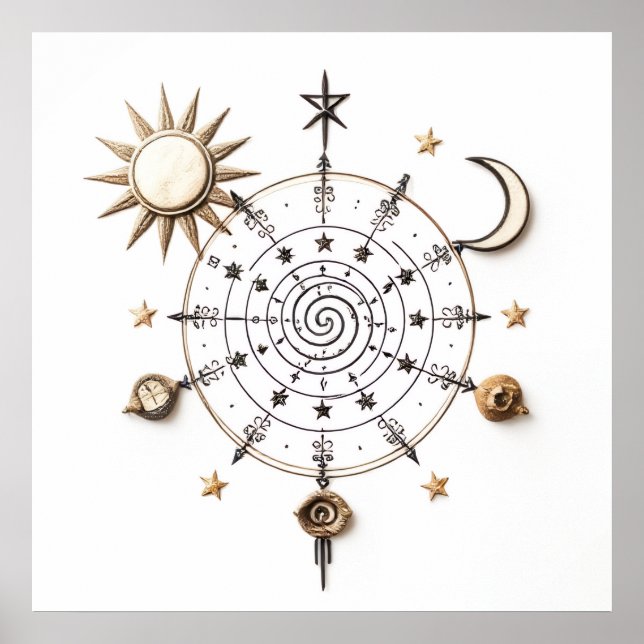 Impressão de Mandala de Equilíbrio Celestial (Frente)