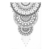 Impressão de mandala preto e branco