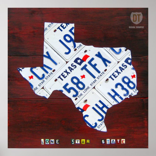 Impressão de Mapa de Licença do Texas (Frente)
