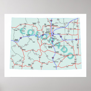 Impressão de Mapa Interestadual do Colorado