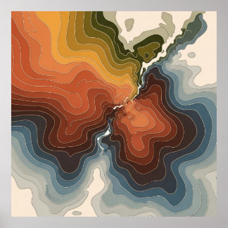 Impressão de Mapa Topográfico Colorido