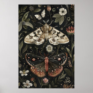 Impressão de Mariposa Borboleta, Arte Botânica Flo