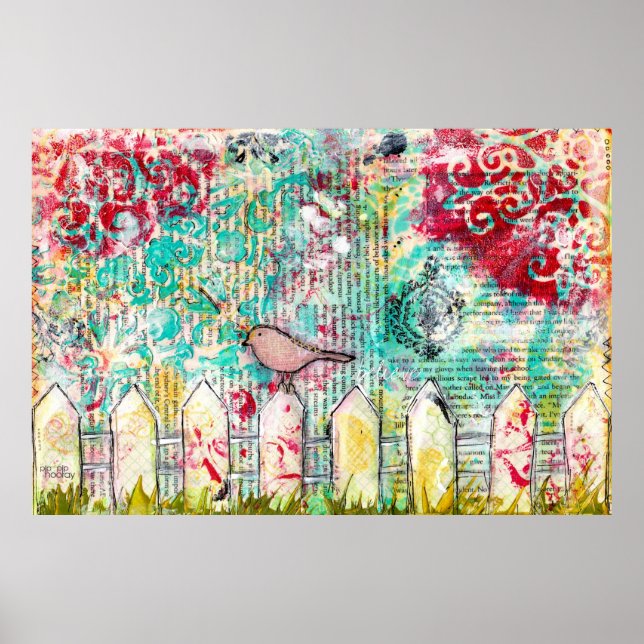 Impressão de Mídia Mista de Picket Branco (Frente)